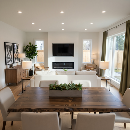 Live / Waney Walnut Colour Edge Dining Table With Metal Legs