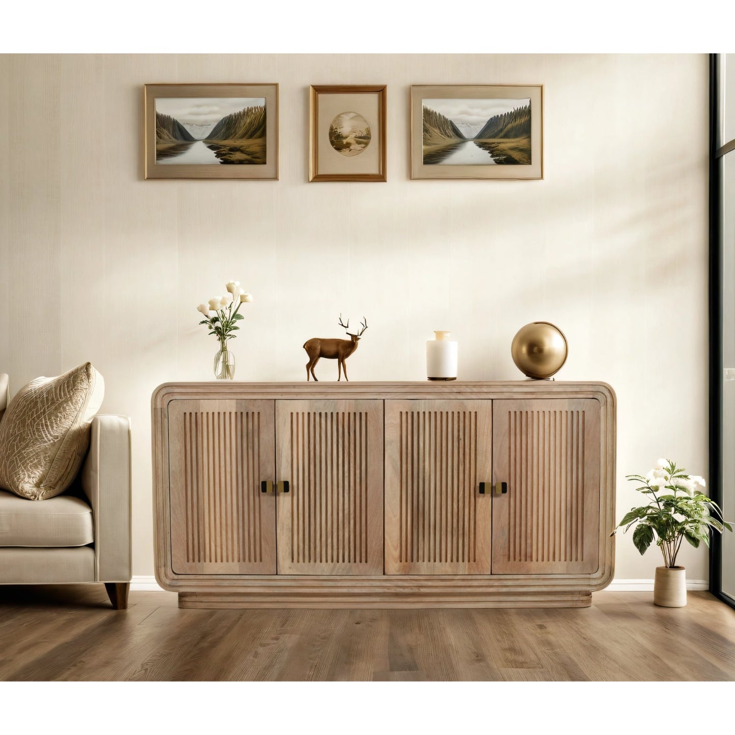 Preston Mango Wood 4 Doors Large Sideboard
