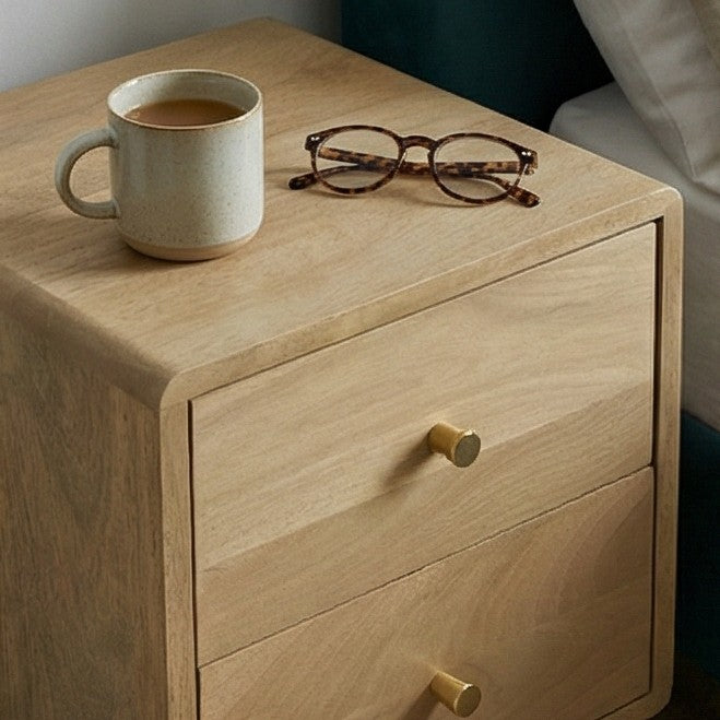 Scandinavian Light Oak Logan Narrow Bedside Table