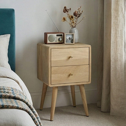 Scandinavian Light Oak Logan Narrow Bedside Table