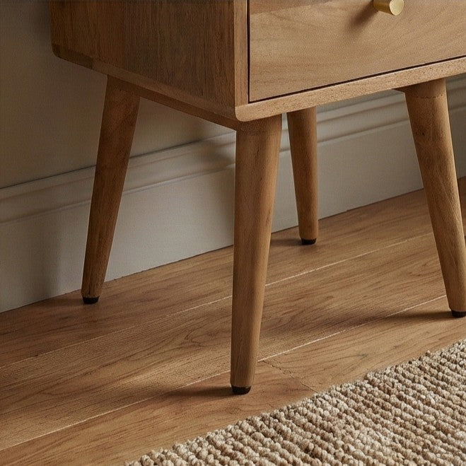 Scandinavian Light Walnut Logan Narrow Bedside Table