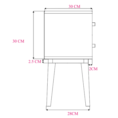 Scandinavian Light Oak Logan Narrow Bedside Table