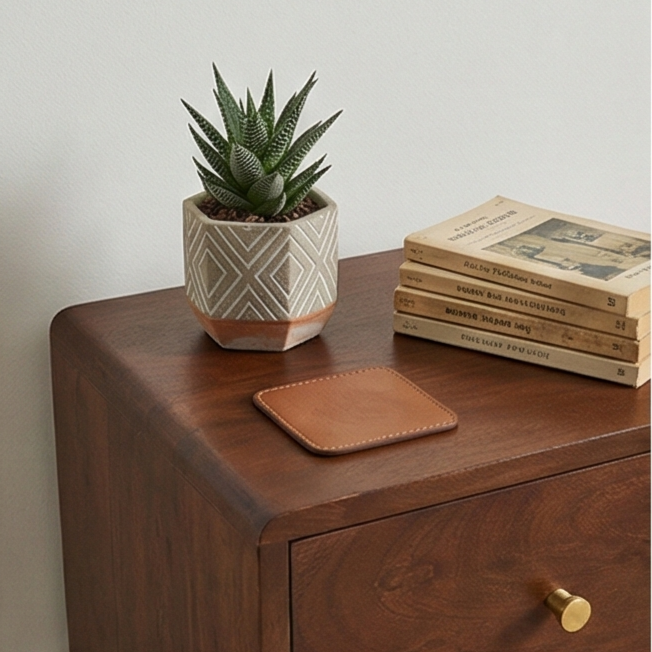 Scandinavian Walnut Logan Narrow Bedside Table