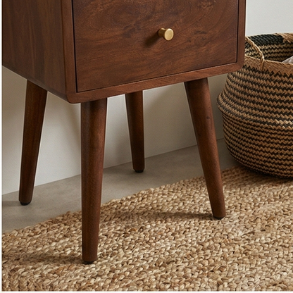 Scandinavian Walnut Logan Narrow Bedside Table