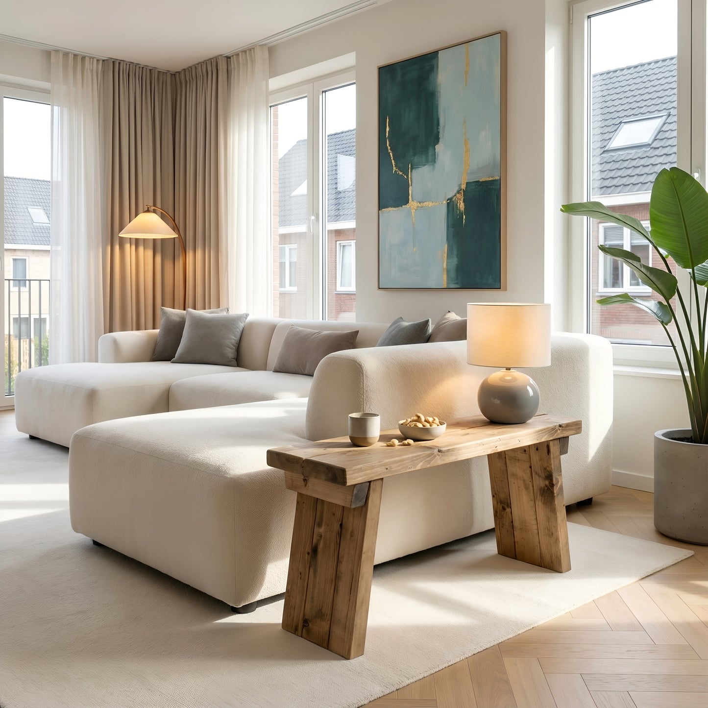 Small DIAN Rustic Wooden Coffee Table With Angled Legs / Side Table