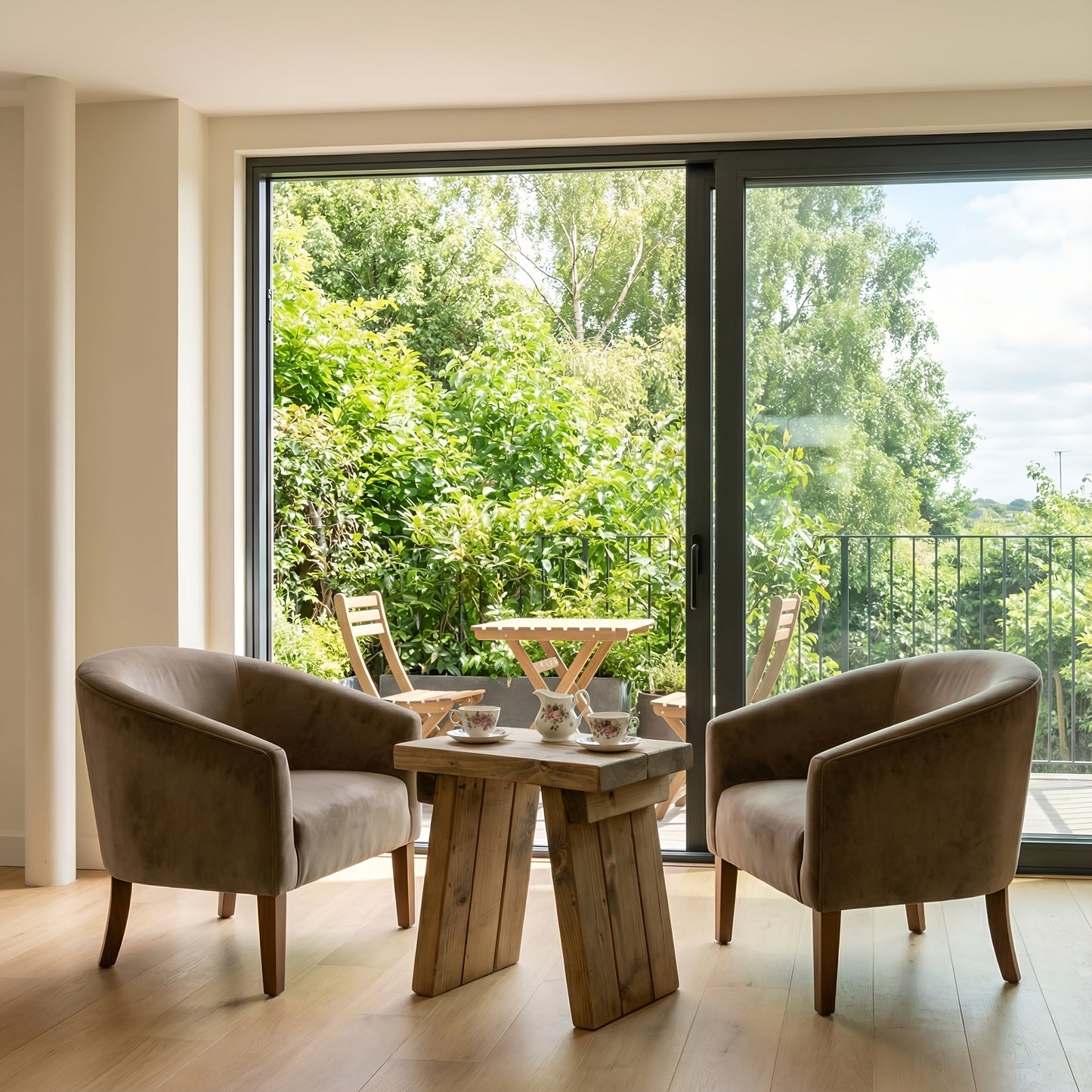 Small DIAN Rustic Wooden Coffee Table With Angled Legs / Side Table