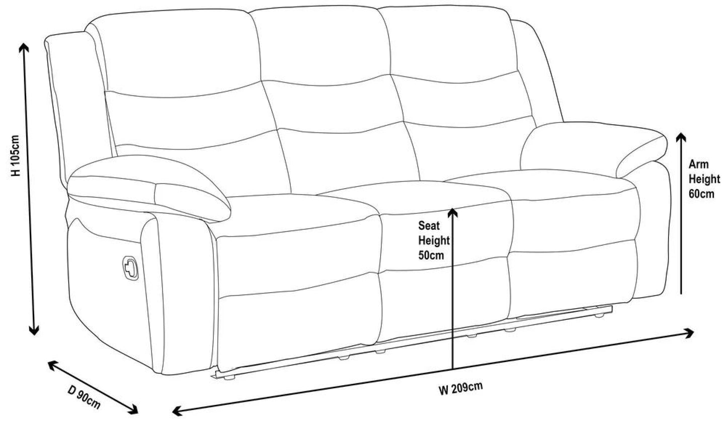 Sydney Grey Fabric 3 Seater