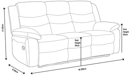 Sydney Grey Fabric 3 Seater