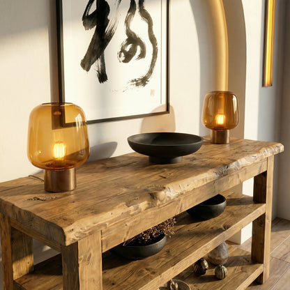 Venti Live Edge Console Solid Wood With Shelf