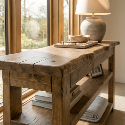 Venti Live Edge Console Solid Wood With Shelf