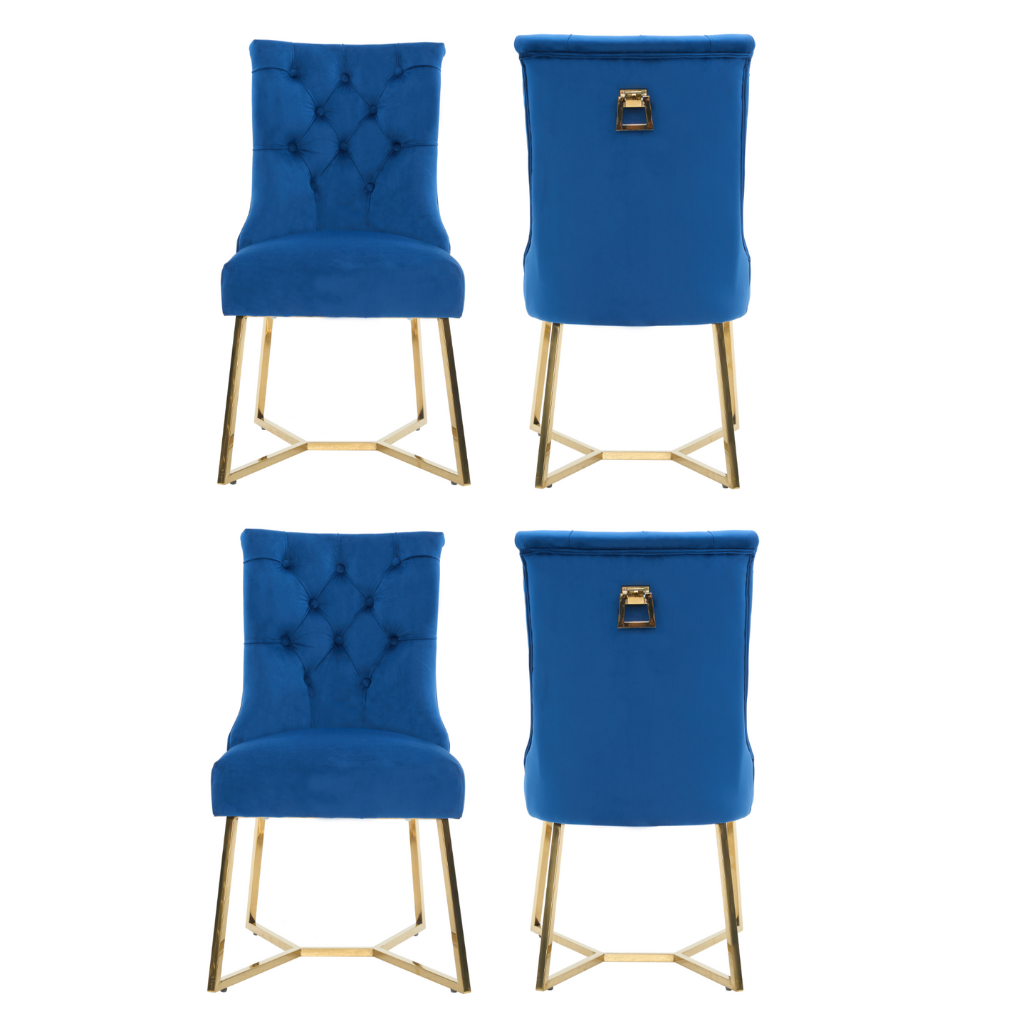 Ambra Velvet Dining Chair – Tufted Accent with Gold Legs & Ring Pull