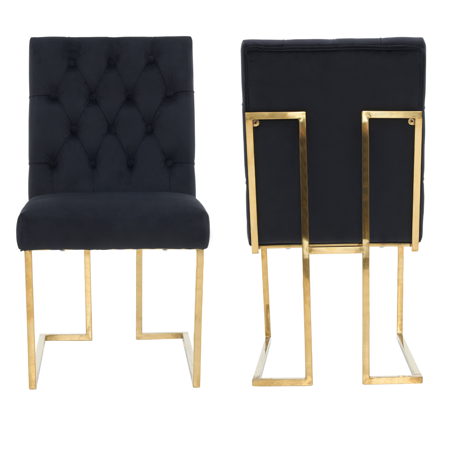 Siena Tufted Velvet Dining Chair – Gold Frame, Modern Accent