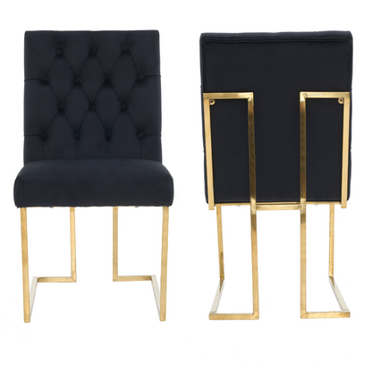 Siena Tufted Velvet Dining Chair – Gold Frame, Modern Accent