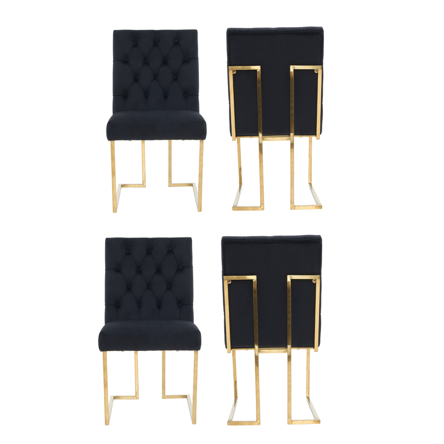 Siena Tufted Velvet Dining Chair – Gold Frame, Modern Accent