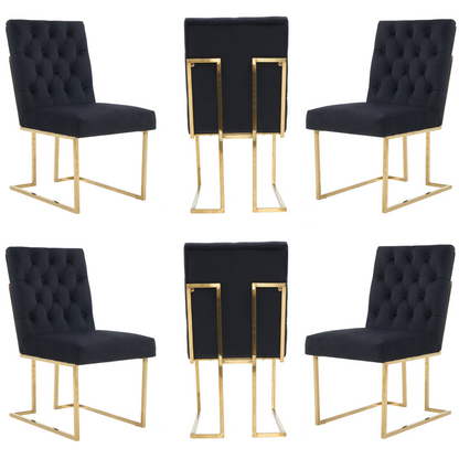 Siena Tufted Velvet Dining Chair – Gold Frame, Modern Accent