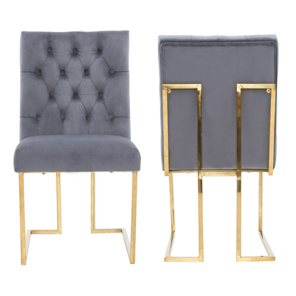 Siena Tufted Velvet Dining Chair – Gold Frame, Modern Accent