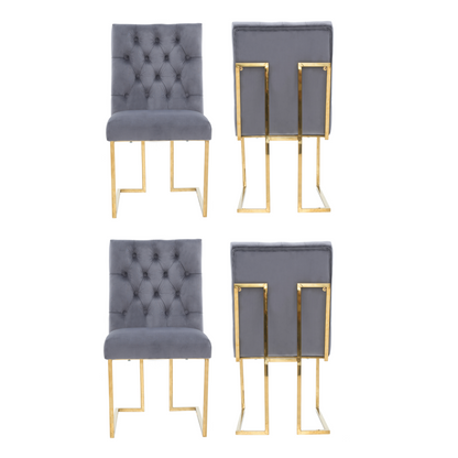 Siena Tufted Velvet Dining Chair – Gold Frame, Modern Accent