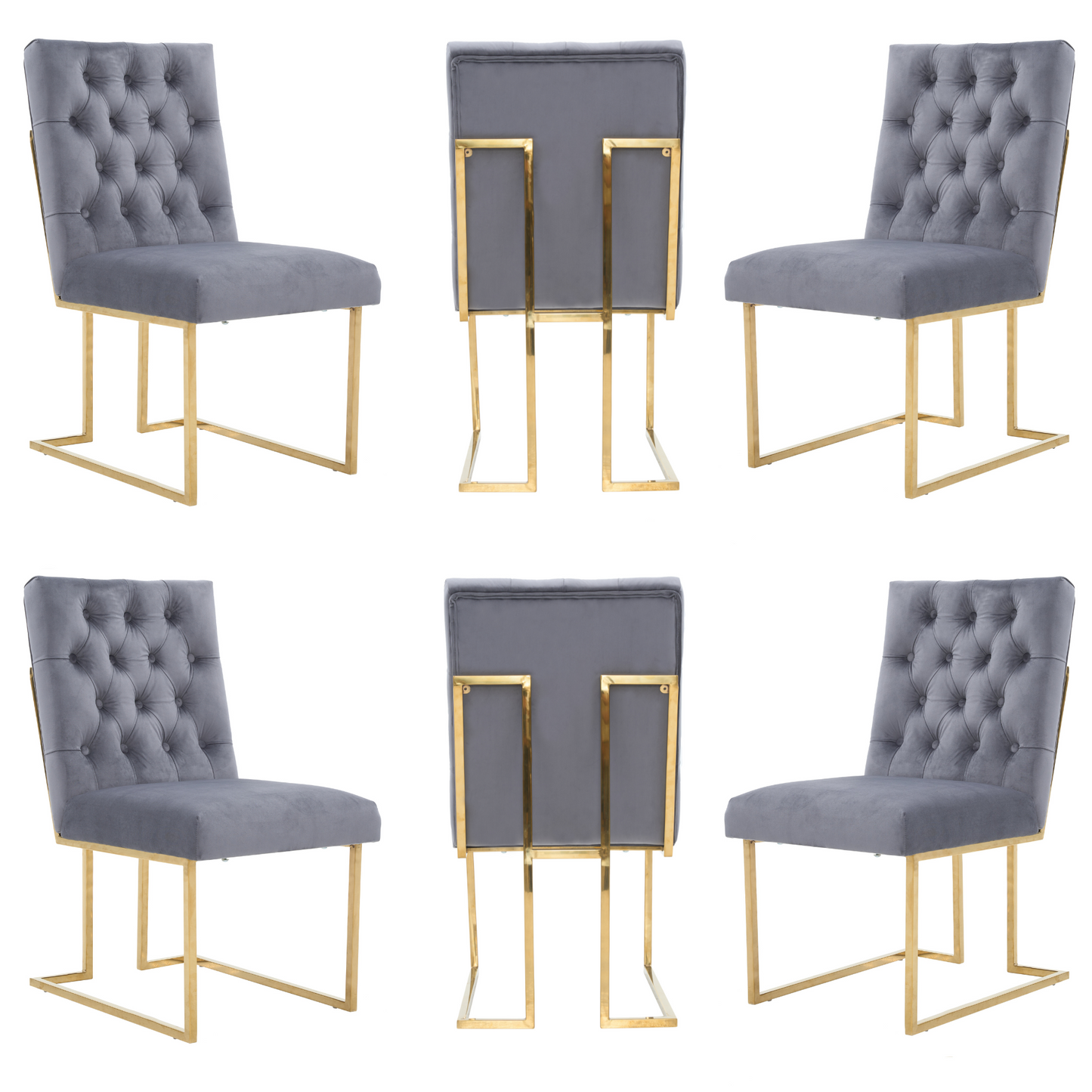 Siena Tufted Velvet Dining Chair – Gold Frame, Modern Accent