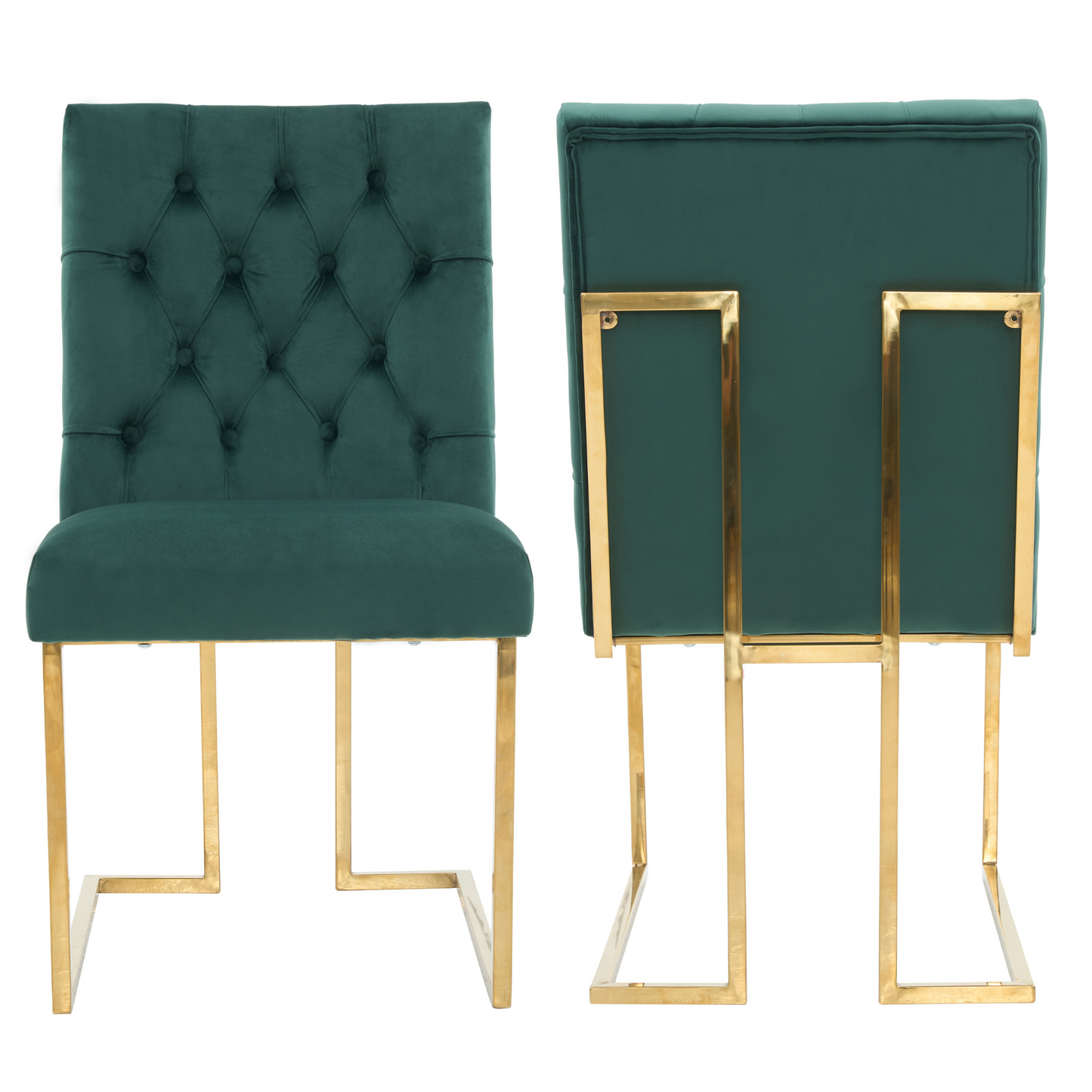 Siena Tufted Velvet Dining Chair – Gold Frame, Modern Accent