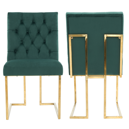 Siena Tufted Velvet Dining Chair – Gold Frame, Modern Accent