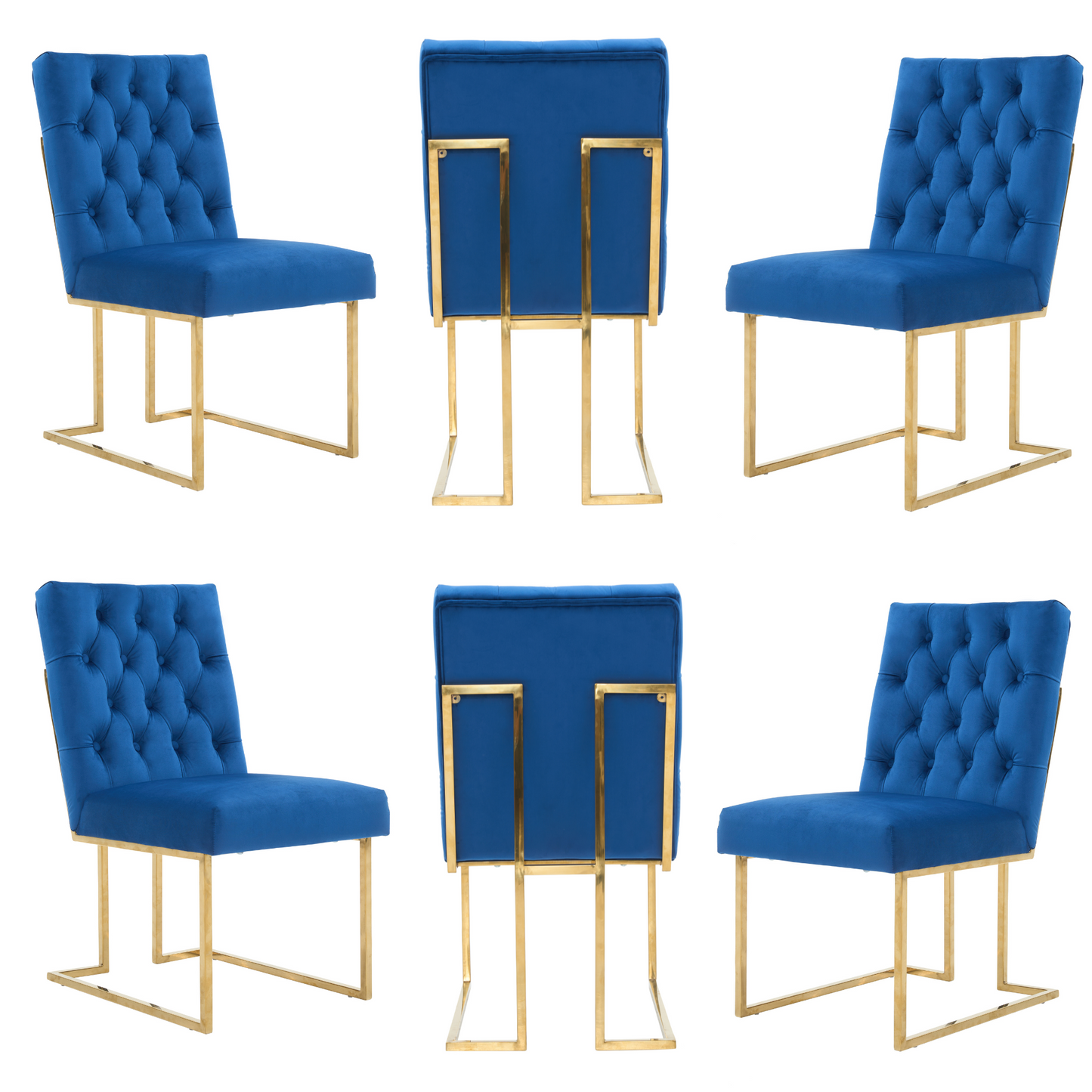 Siena Tufted Velvet Dining Chair – Gold Frame, Modern Accent