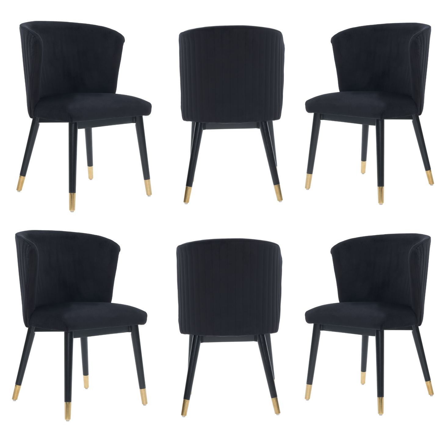Sofina Modern Velvet Dining Chair with Tufted Back – Wooden Frame & Gold-Tipped Rubberwood Legs
