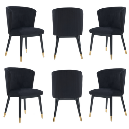 Sofina Modern Velvet Dining Chair with Tufted Back – Wooden Frame & Gold-Tipped Rubberwood Legs