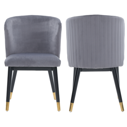 Sofina Modern Velvet Dining Chair with Tufted Back – Wooden Frame & Gold-Tipped Rubberwood Legs