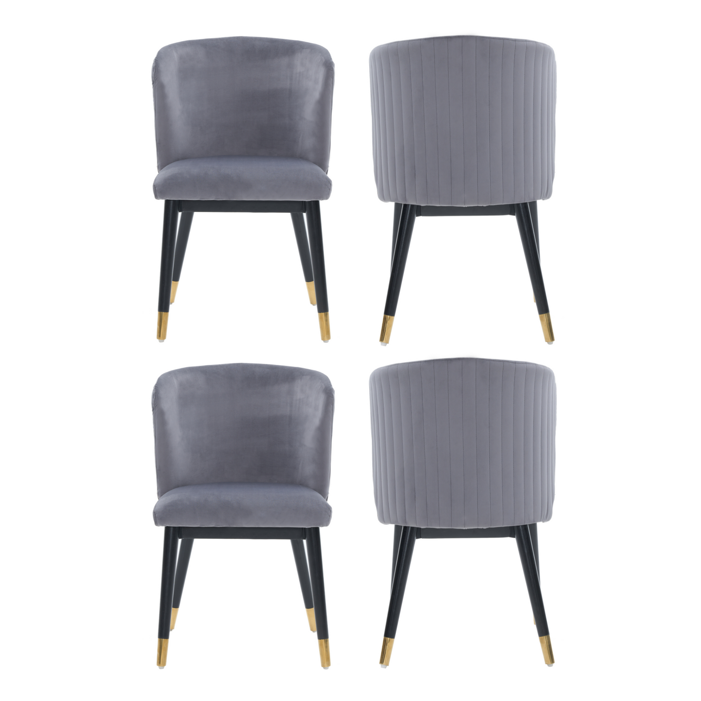 Sofina Modern Velvet Dining Chair with Tufted Back – Wooden Frame & Gold-Tipped Rubberwood Legs