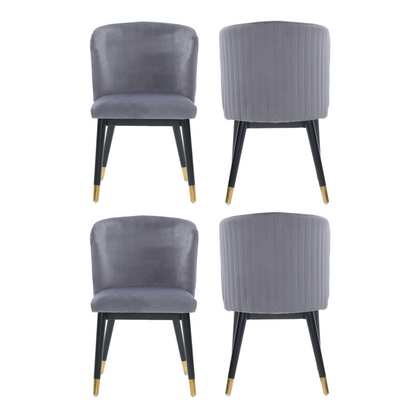 Sofina Modern Velvet Dining Chair with Tufted Back – Wooden Frame & Gold-Tipped Rubberwood Legs