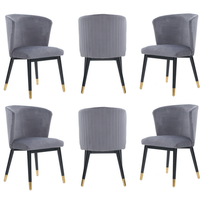 Sofina Modern Velvet Dining Chair with Tufted Back – Wooden Frame & Gold-Tipped Rubberwood Legs