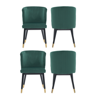 Sofina Modern Velvet Dining Chair with Tufted Back – Wooden Frame & Gold-Tipped Rubberwood Legs