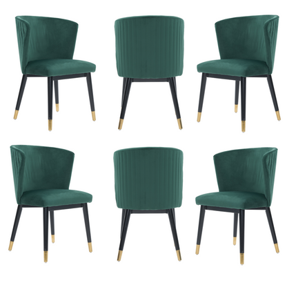 Sofina Modern Velvet Dining Chair with Tufted Back – Wooden Frame & Gold-Tipped Rubberwood Legs