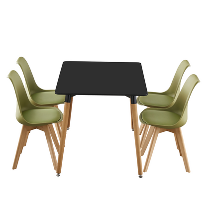 Black Halo Dining Table & Set of 4 Jamie Lorenzo Tulip chairs with Padded Seat