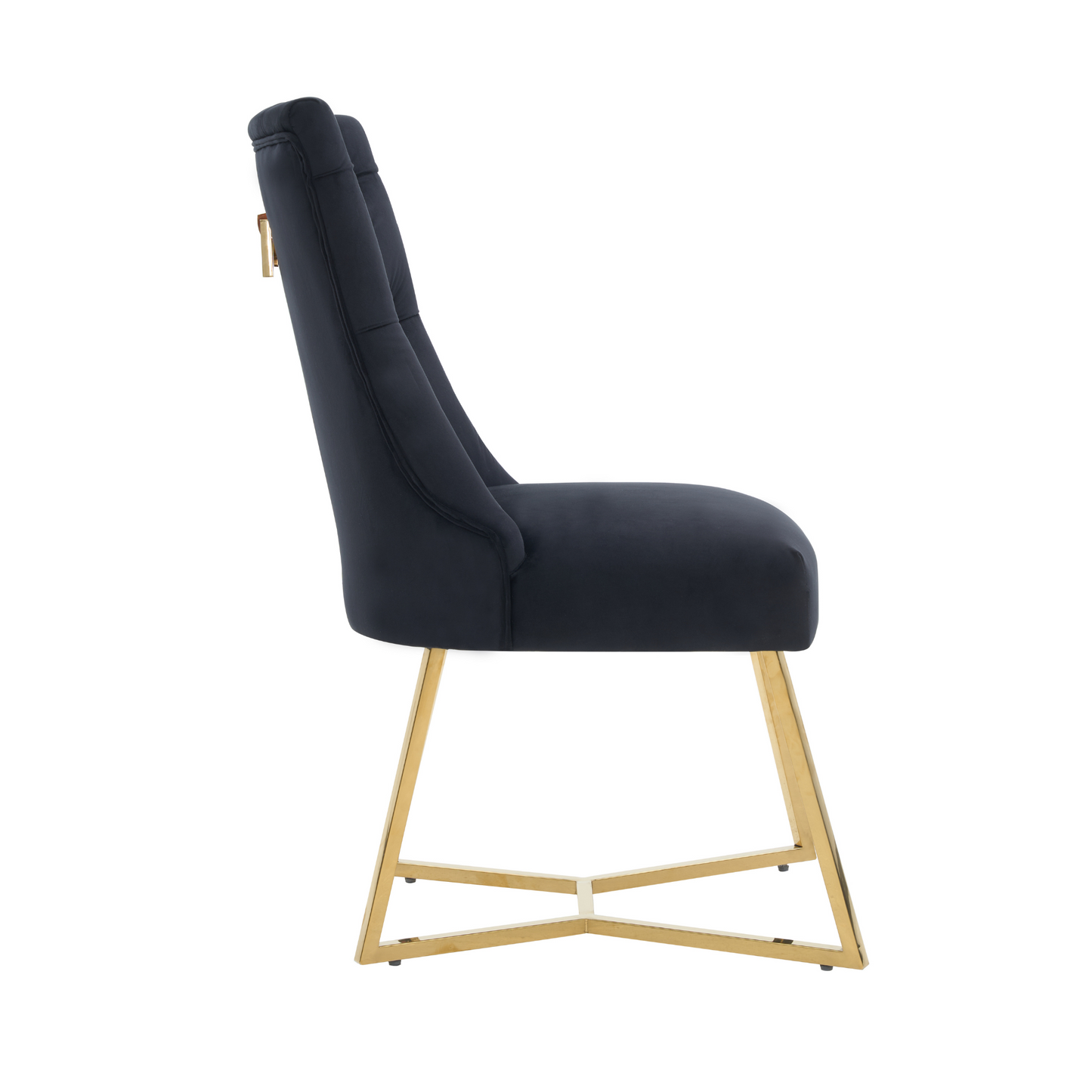Ambra Velvet Dining Chair – Tufted Accent with Gold Legs & Ring Pull