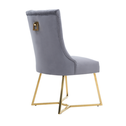 Ambra Velvet Dining Chair – Tufted Accent with Gold Legs & Ring Pull