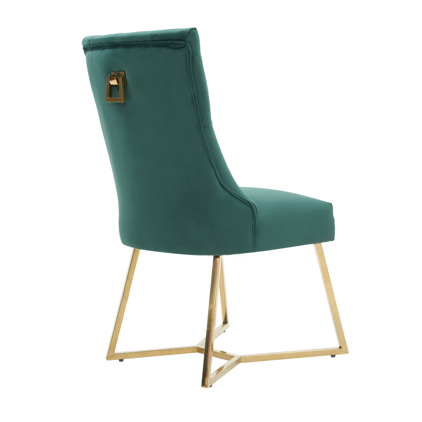 Ambra Velvet Dining Chair – Tufted Accent with Gold Legs & Ring Pull