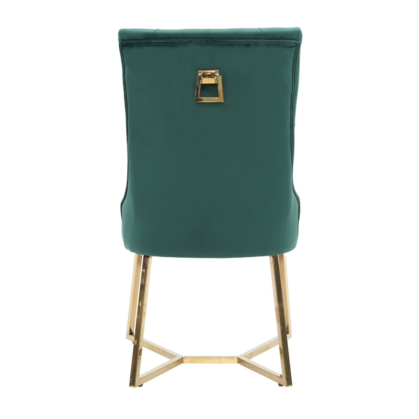 Ambra Velvet Dining Chair – Tufted Accent with Gold Legs & Ring Pull