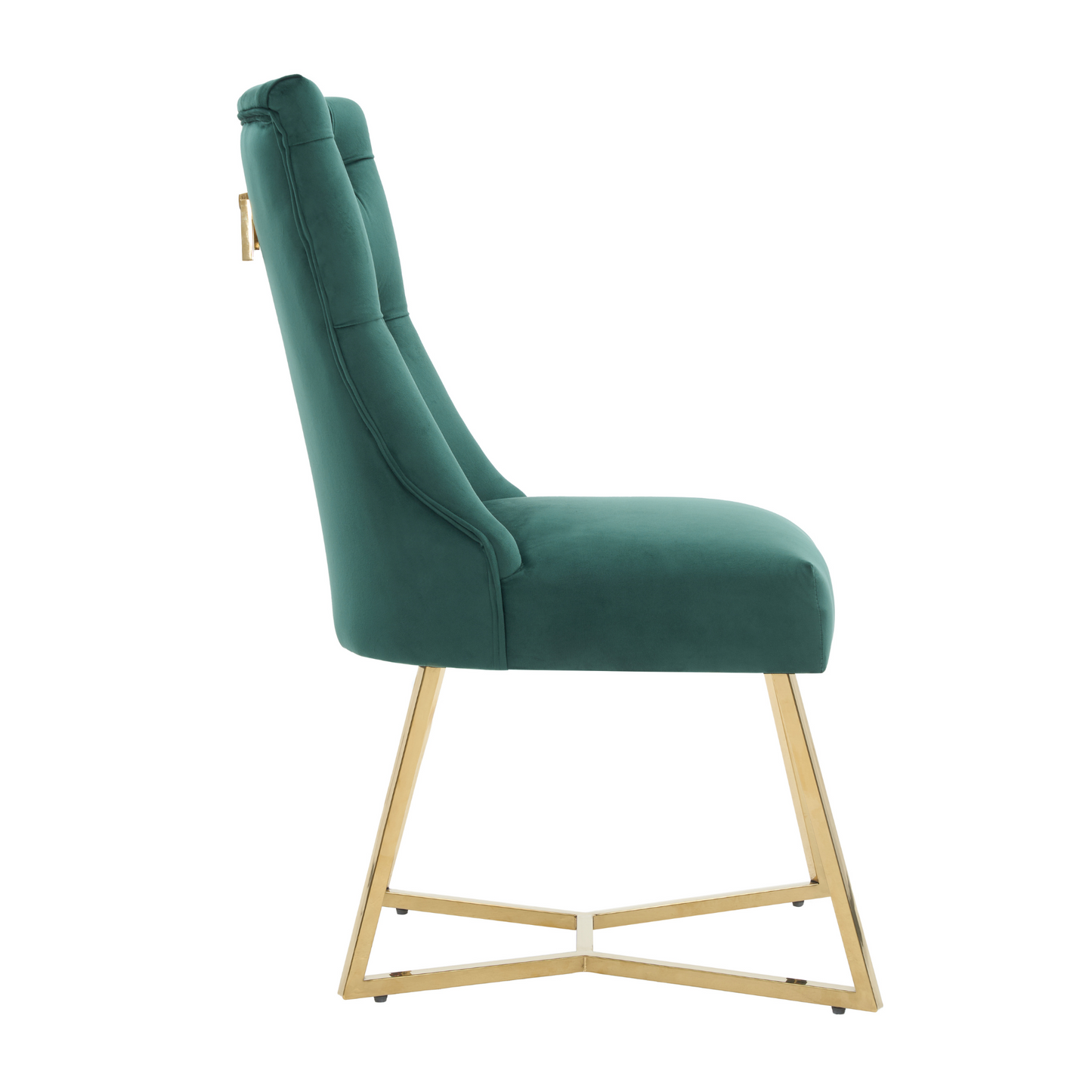 Ambra Velvet Dining Chair – Tufted Accent with Gold Legs & Ring Pull
