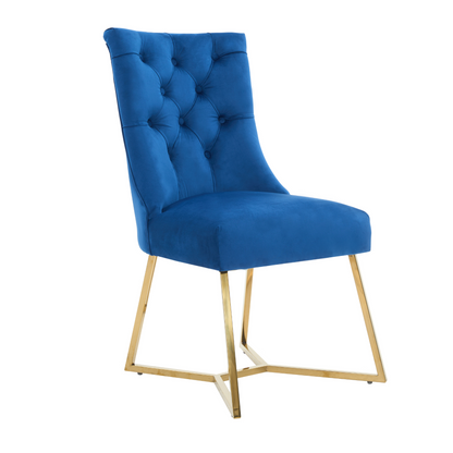 Ambra Velvet Dining Chair – Tufted Accent with Gold Legs & Ring Pull