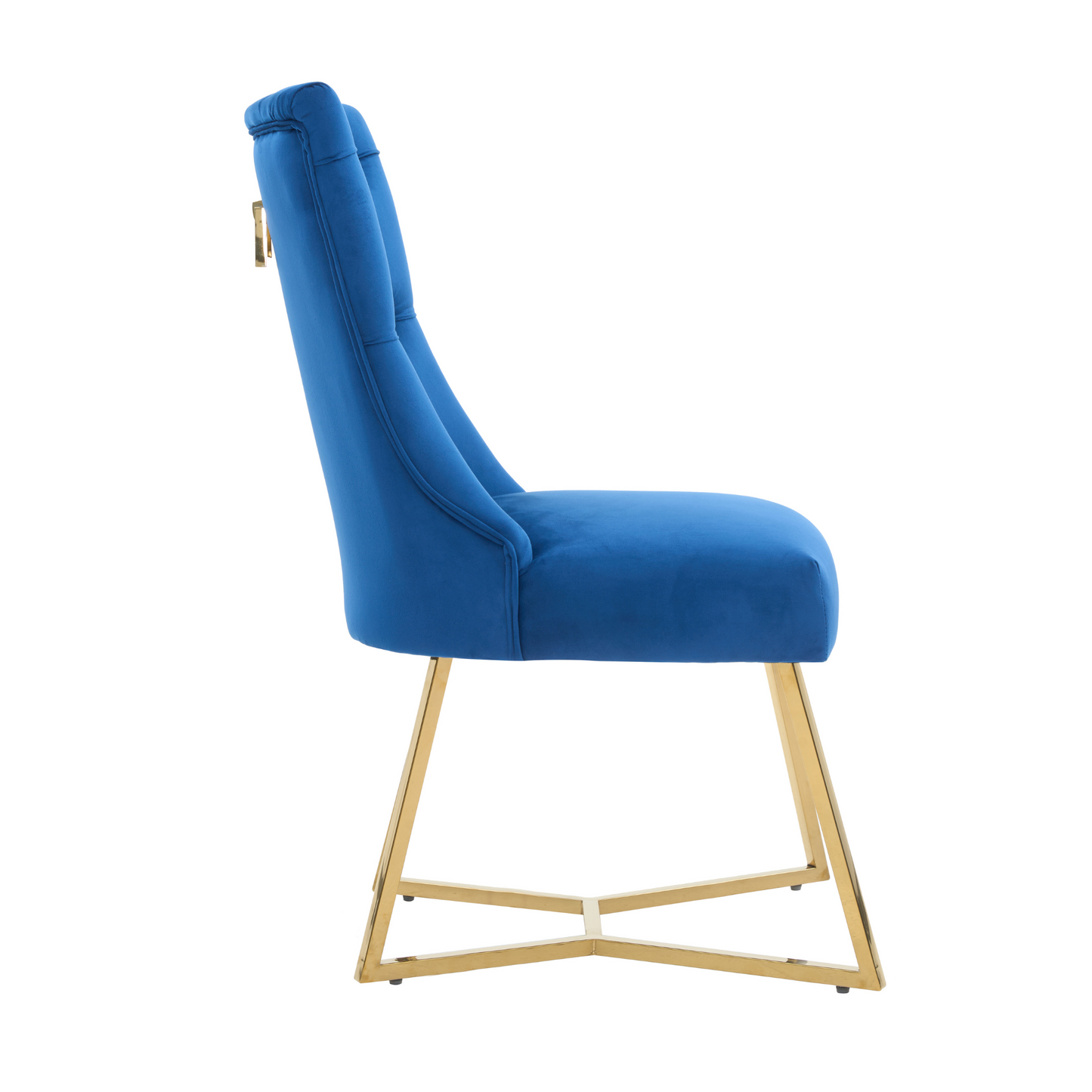 Ambra Velvet Dining Chair – Tufted Accent with Gold Legs & Ring Pull