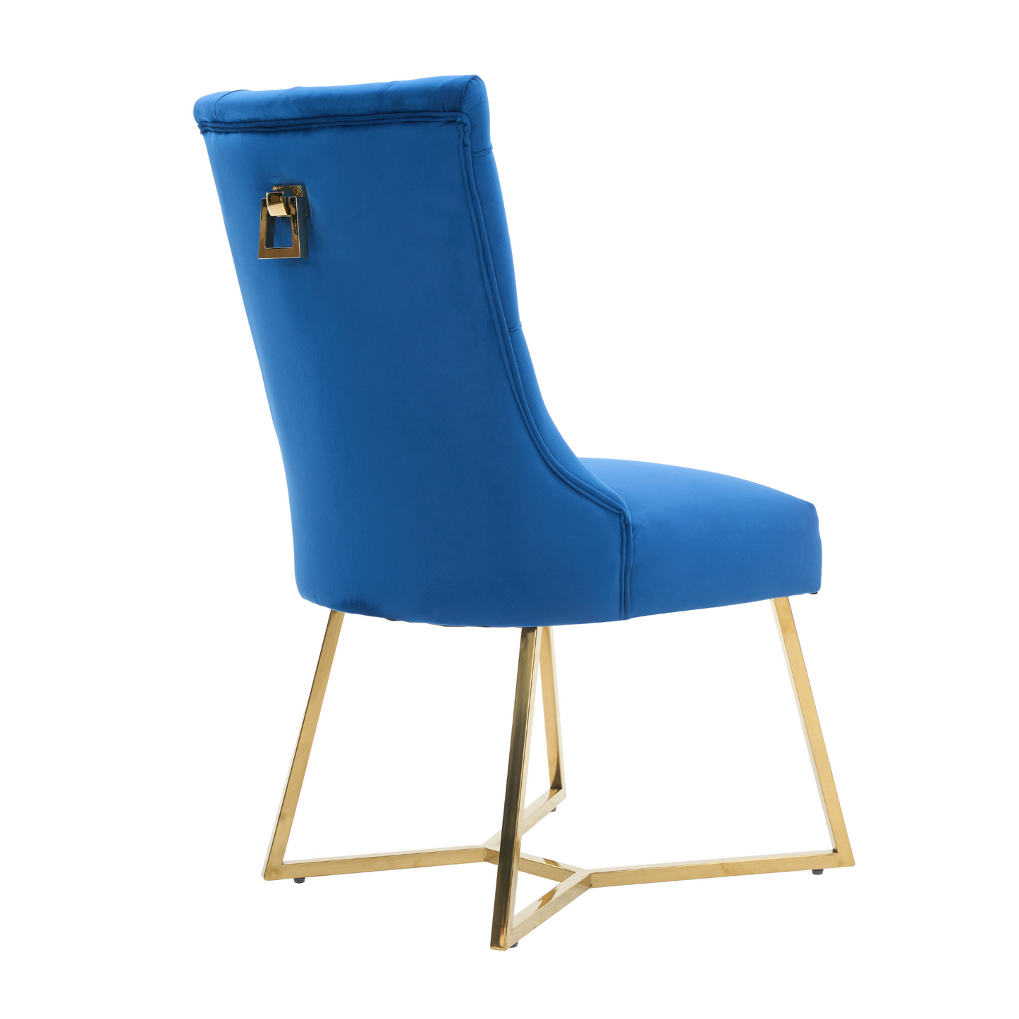 Ambra Velvet Dining Chair – Tufted Accent with Gold Legs & Ring Pull