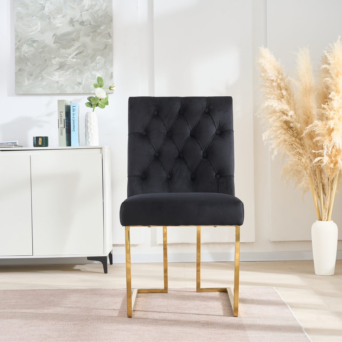 Siena Tufted Velvet Dining Chair – Gold Frame, Modern Accent