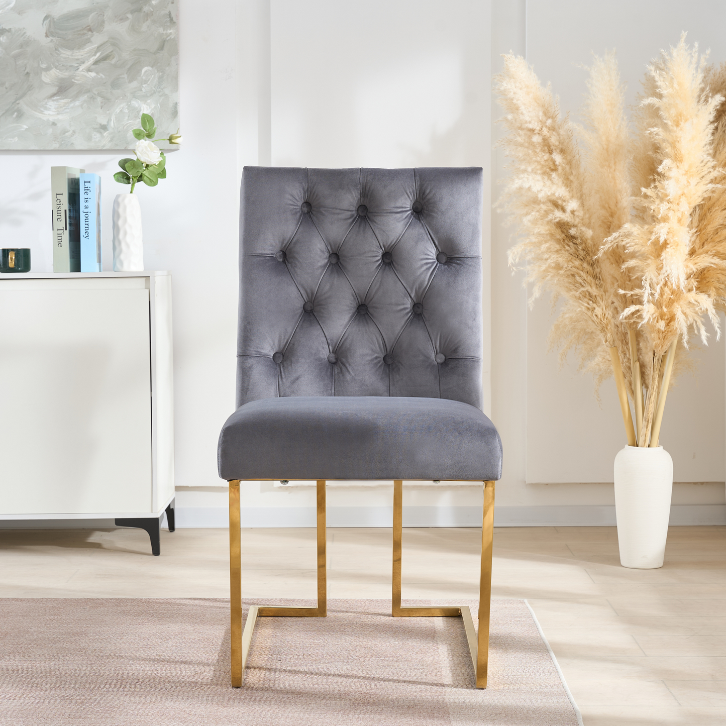 Siena Tufted Velvet Dining Chair – Gold Frame, Modern Accent