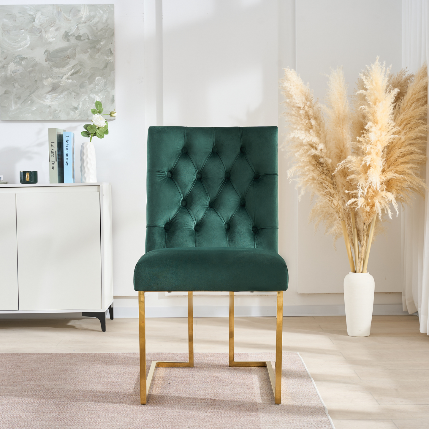 Siena Tufted Velvet Dining Chair – Gold Frame, Modern Accent