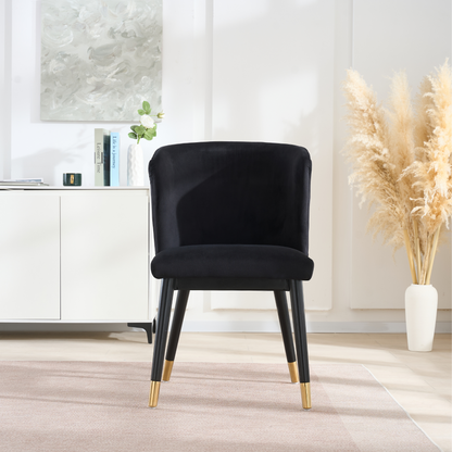 Sofina Modern Velvet Dining Chair with Tufted Back – Wooden Frame & Gold-Tipped Rubberwood Legs
