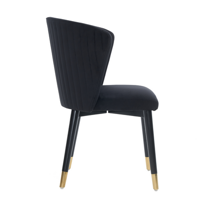 Sofina Modern Velvet Dining Chair with Tufted Back – Wooden Frame & Gold-Tipped Rubberwood Legs