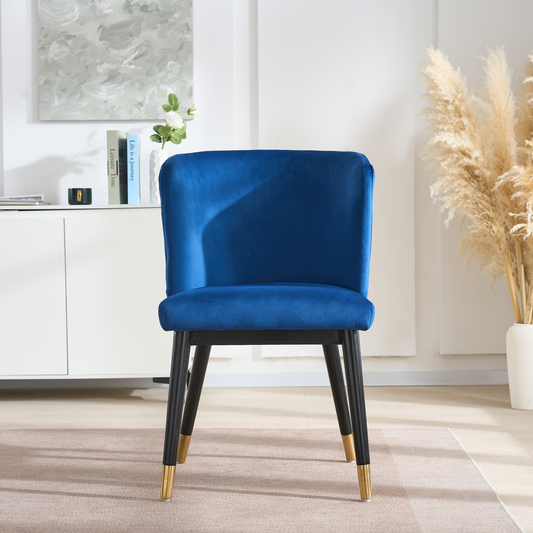 Sofina Modern Velvet Dining Chair with Tufted Back – Wooden Frame & Gold-Tipped Rubberwood Legs