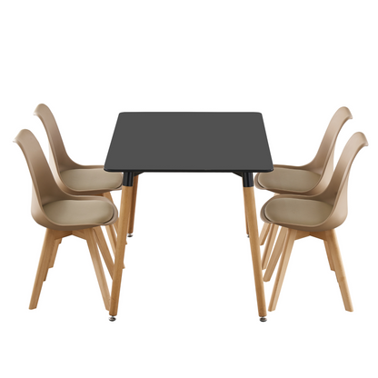Black Halo Dining Table & Set of 4 Jamie Lorenzo Tulip chairs with Padded Seat