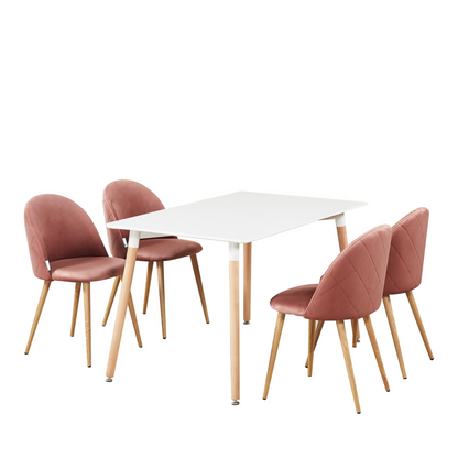 Lucia Halo Dining Set, a Table and Chairs Set of 4, White/Grey